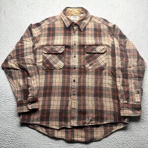 Vintage Fieldmaster Wool Blend Plaid Flannel Long Sleeve Button Up Mens Large